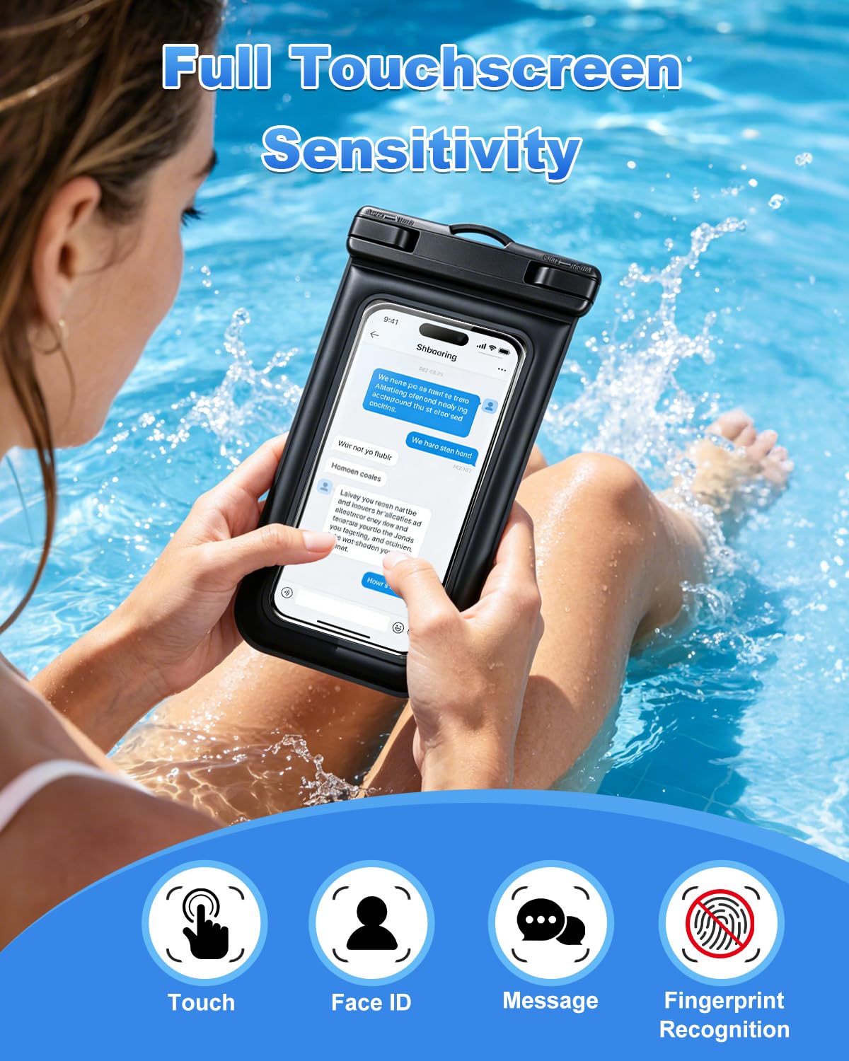 Schwimmende wasserdichte Handytasche, 2 Stück, IP68 wasserdichte Handyhülle mit Umhängeband für Handys bis zu 17,8 cm, für iPhone 17, 16 Pro Max, Handy-Trockentasche für Strand, Pool, Kajak