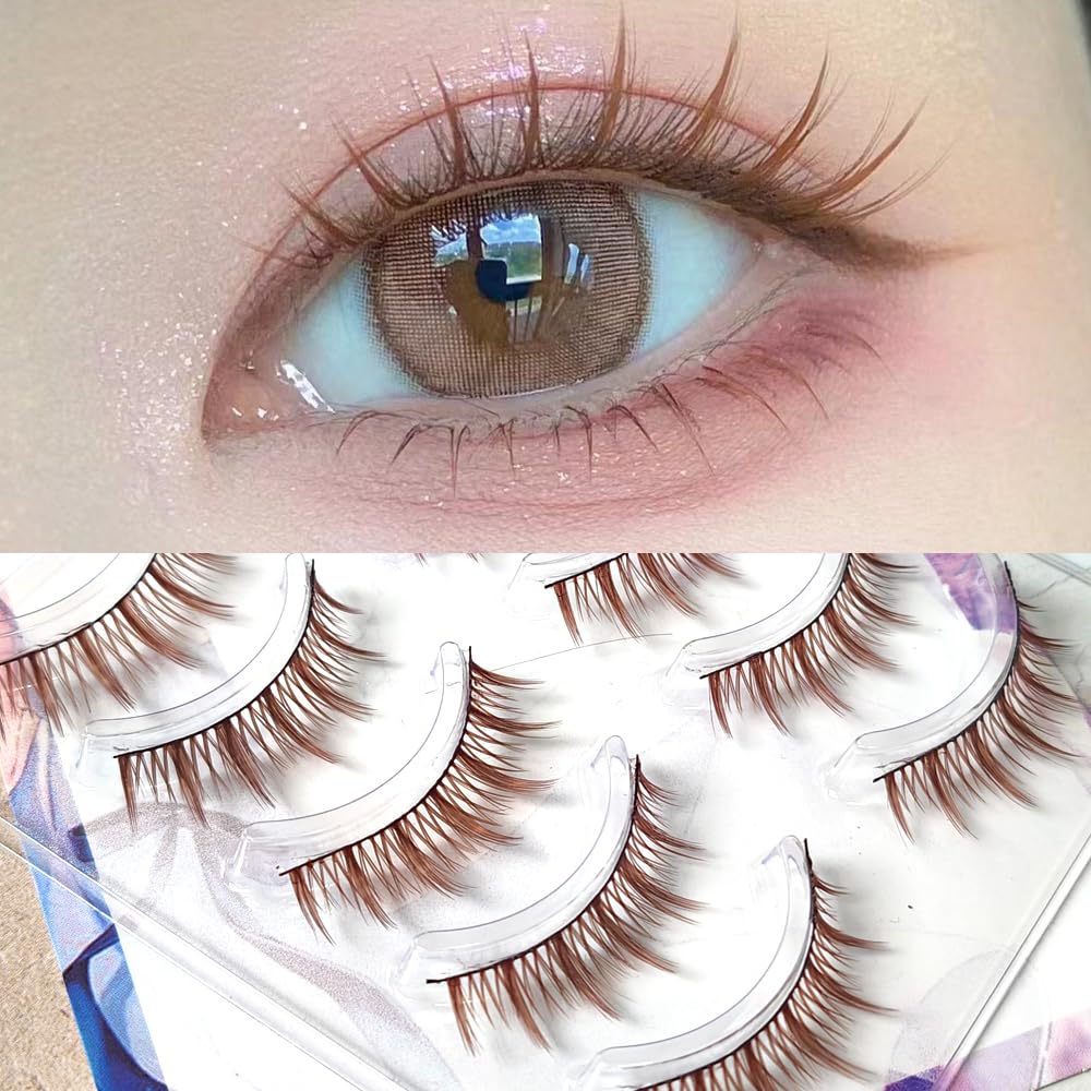 Brown Colors False Eyelashes Natural Thick Fairy Eye Lashes Extension Black Band Long Eye Lashes Reusable Makeup Tools