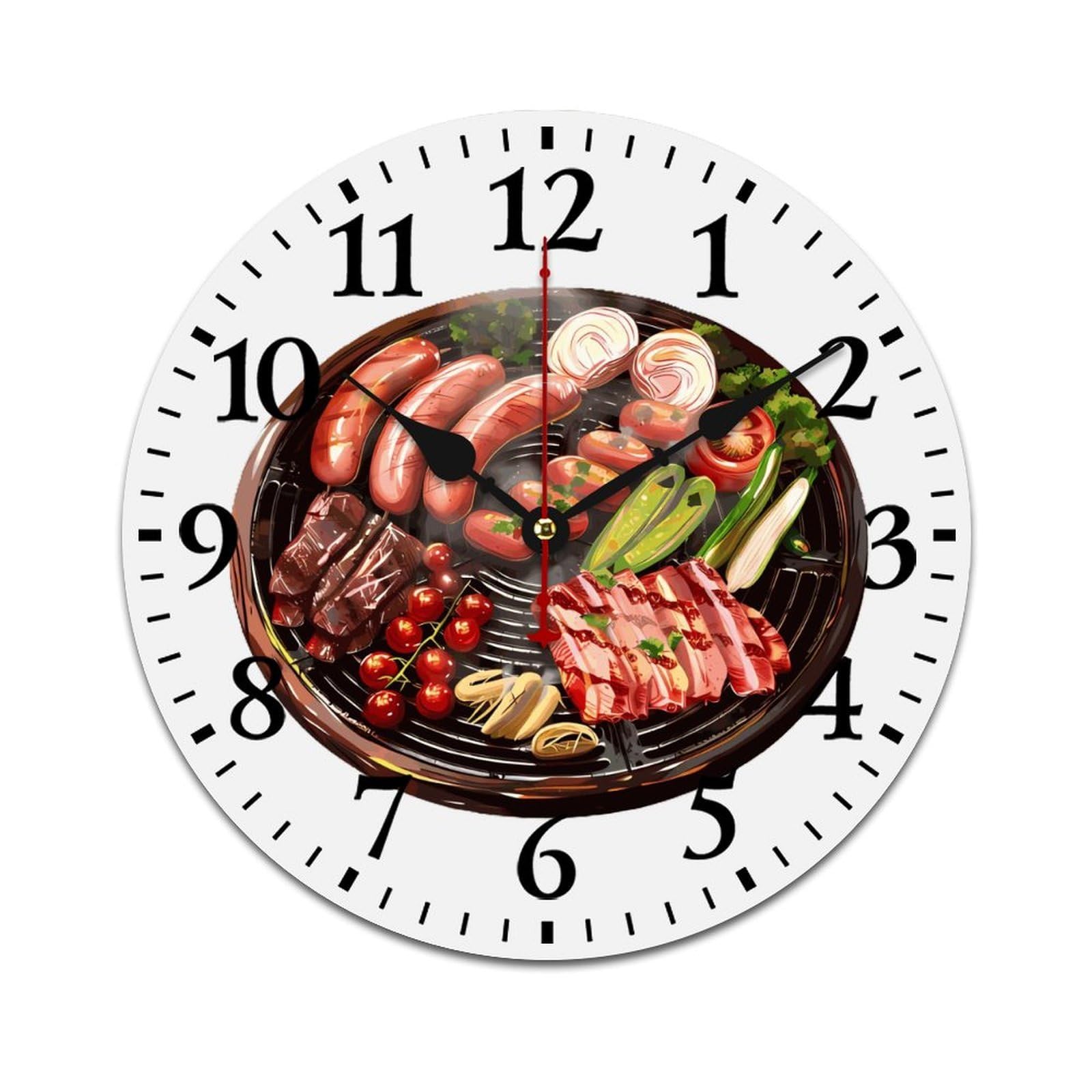Horloge à quartz barbecue pendule murale silencieuse moderne pour chambre