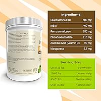 Vista 6 de Pet Naturals Hip and Joint Pro con glucosamina, condroitina y MSM, sabor a pato, 130 masticables - Suplemento de cadera y articulaciones de máxima