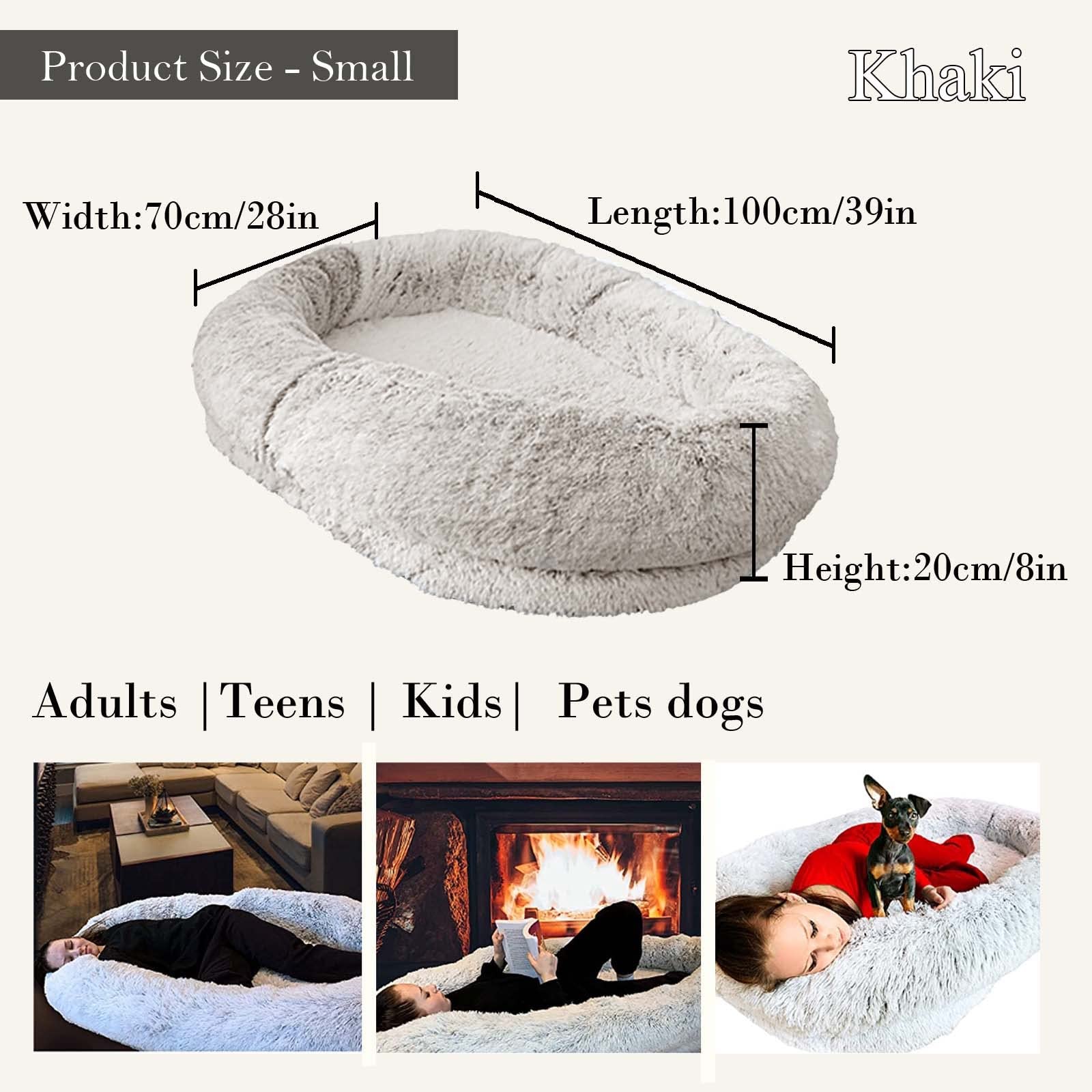 Letto ortopedico per cani umano, lavabile, in finta pelliccia, per pisolini e relax, design gigante per famiglie e animali domestici, ideale per sonnecchiare