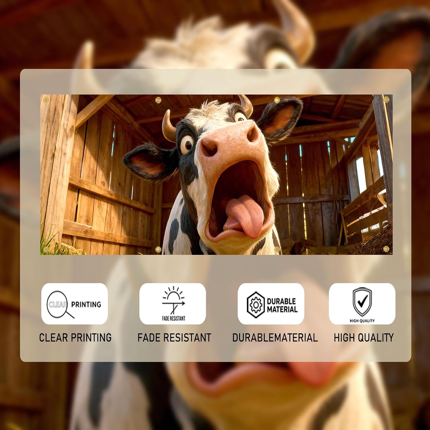Garage Door Banner Funny Cow Farm Style Garage Door Cover Outdoor Garage Door Decoration