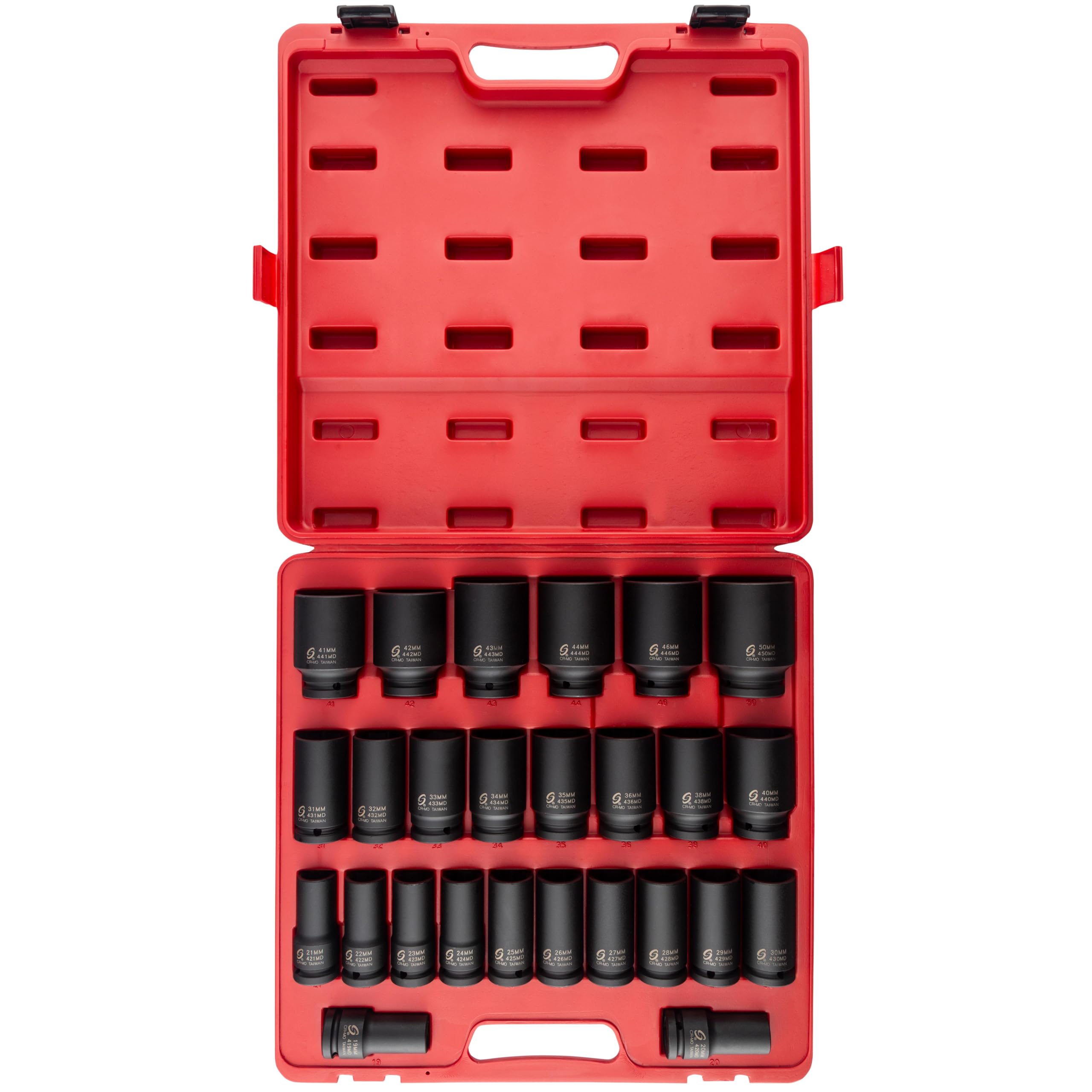 SUNEX TOOLS 4693 3/4-Inch Drive Metric Deep Impact Socket Set, 26