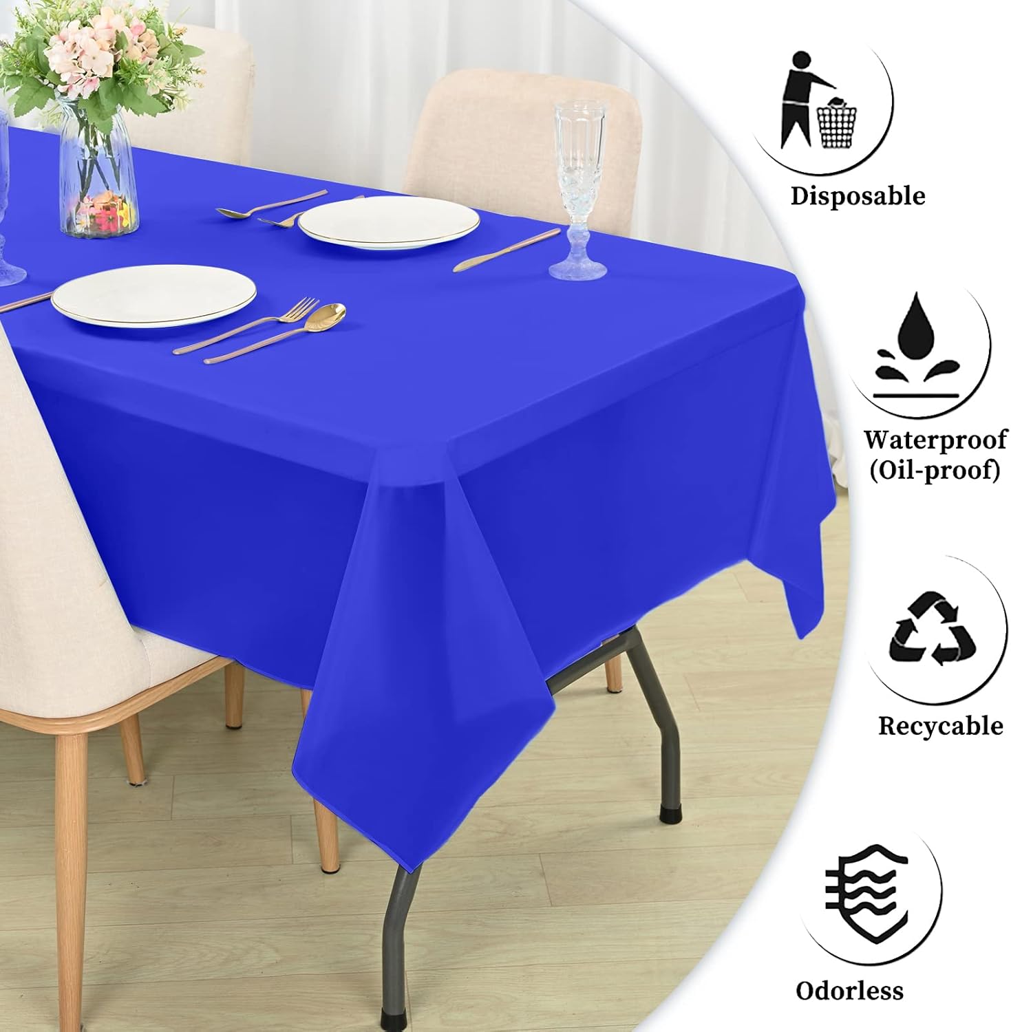 10 Pack Plastic Tablecloth Disposable Tablecloths Rectangle Table Covers 54 in x 108 inch for