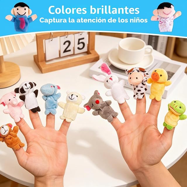 Foto 3 de 8 de Xrten 16Pcs Marionetas de Dedo Animales y Familiares, Marionetas de Mano Baby Story Time Props
