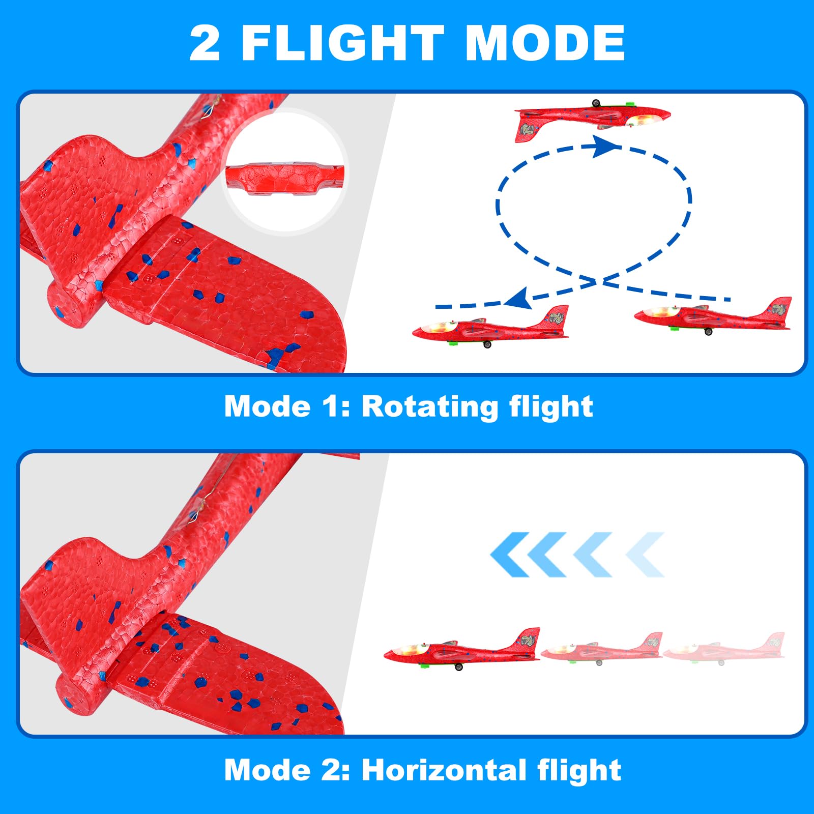 Aereo Polistirolo per Bambini 3 4 5 6 7 8 9 10 Anni, Aereo Giocattolo con Pistola Catapulta Aliante Aeroplano Schiuma Aerei Modellini, Gioco Esterno All'aperto Interattivi Regalo Compleanno Bimbo