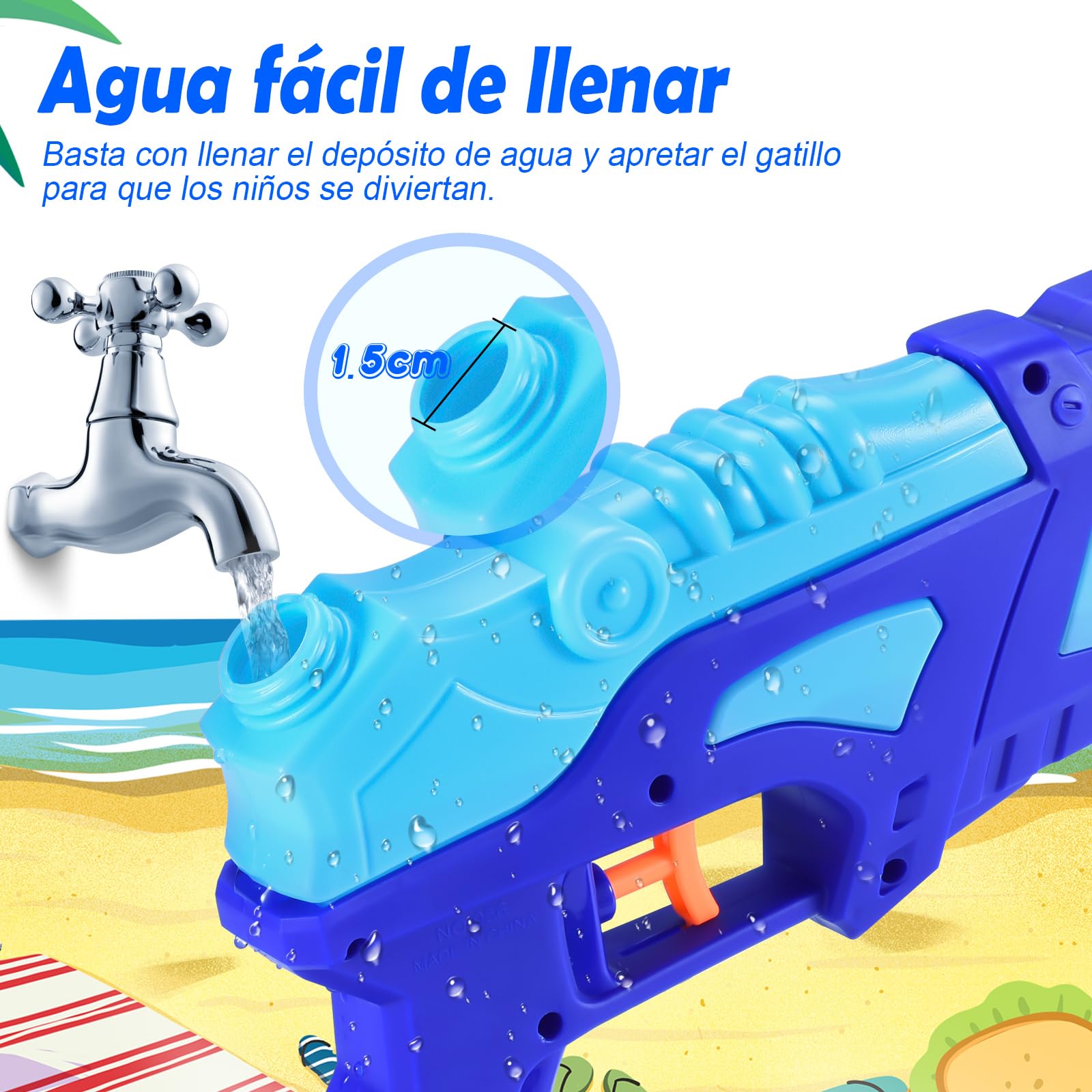 (Pack de 2) Pistolas de Agua para Niños, Pistolas de Agua con Gatillo para Piscina al Aire Libre, Mejores Juguetes de Verano para Niños y Niñas, Juguetes de Entrenamiento para Perros y Gatos