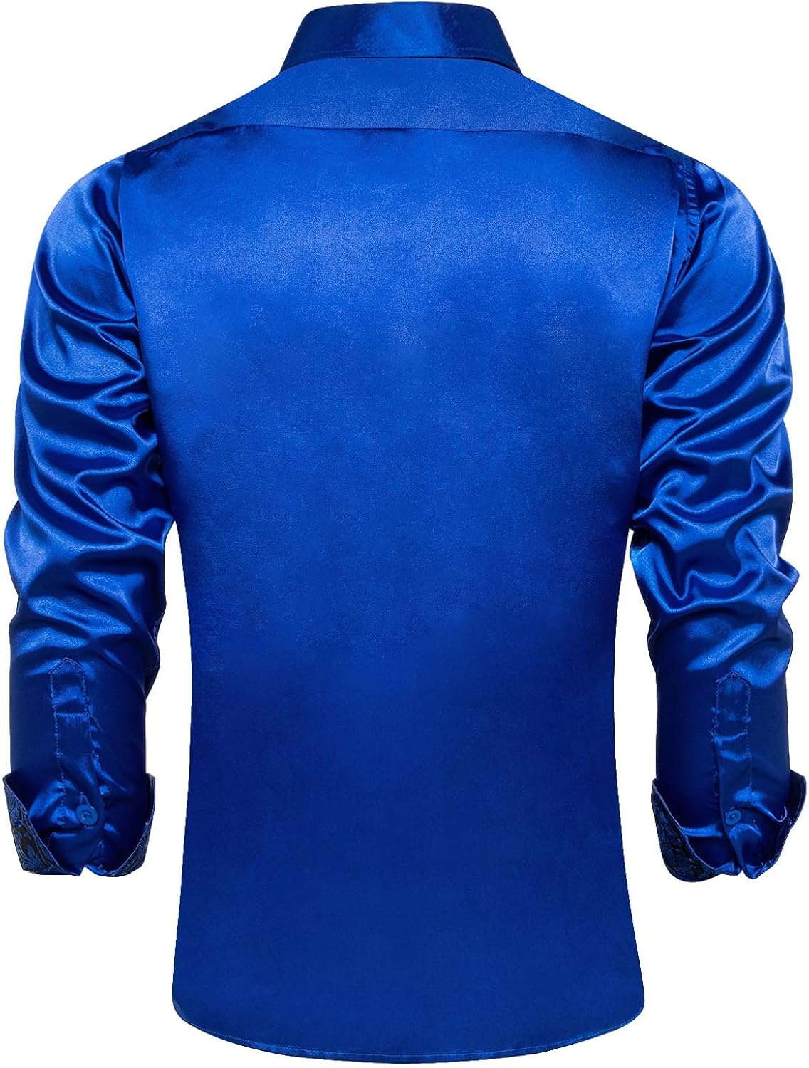 DiBanGu Mens Satin Dress Shirt Luxury Long Sleeve Button Up Shirts Regular Paisley Cuffs Shiny Contrast Shirt for Men Party - Image 2