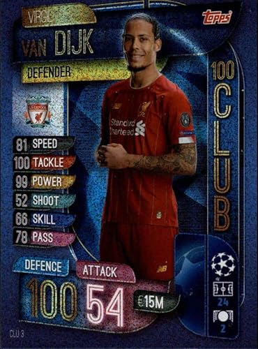 2019-20 Topps UEFA Champions League Match Attax 100 Club #CLU 3 Virgil van Dijk LIVERPOOL FC Official Futbol Soccer Trading Card Game Playing Card disponible en Yaxa Colombia