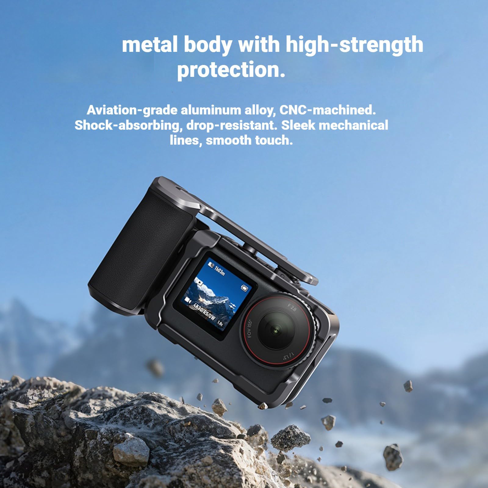 Set portatile con manico ergonomico e gabbia per fotocamera Action 6 Camera da 1/4 foro convertibile in treppiede in miniatura per una presa flessibile da strada
