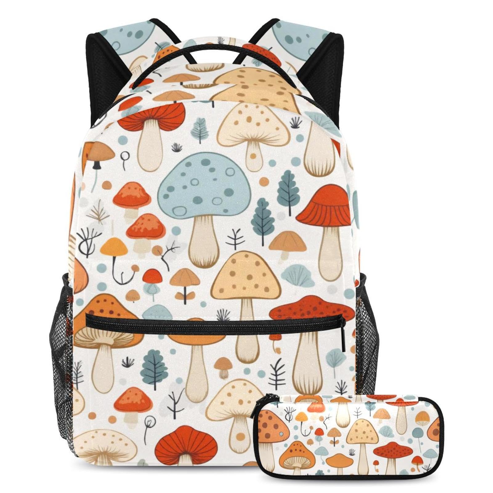 Sac à dos grande capacité avec trousse champignon multicolore pour l'école - 7