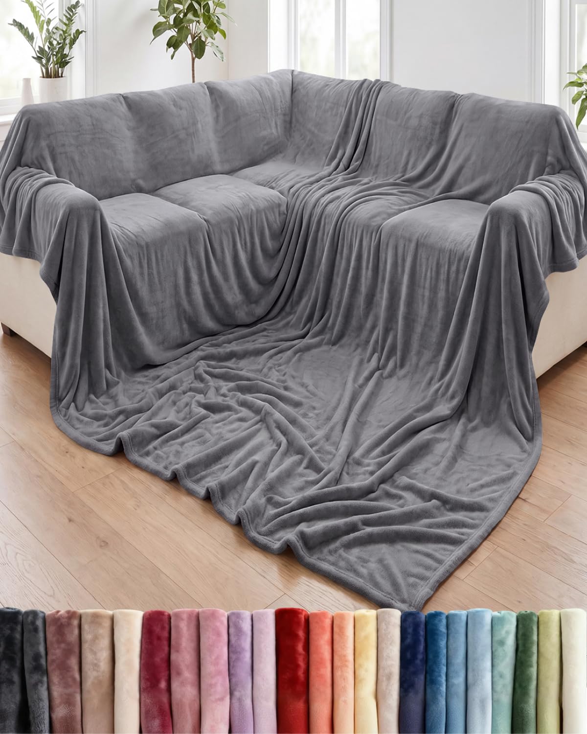 Fleece Blanket Giant 120" x 180" - Ultra-Soft Flannel Throw - Dark Grey