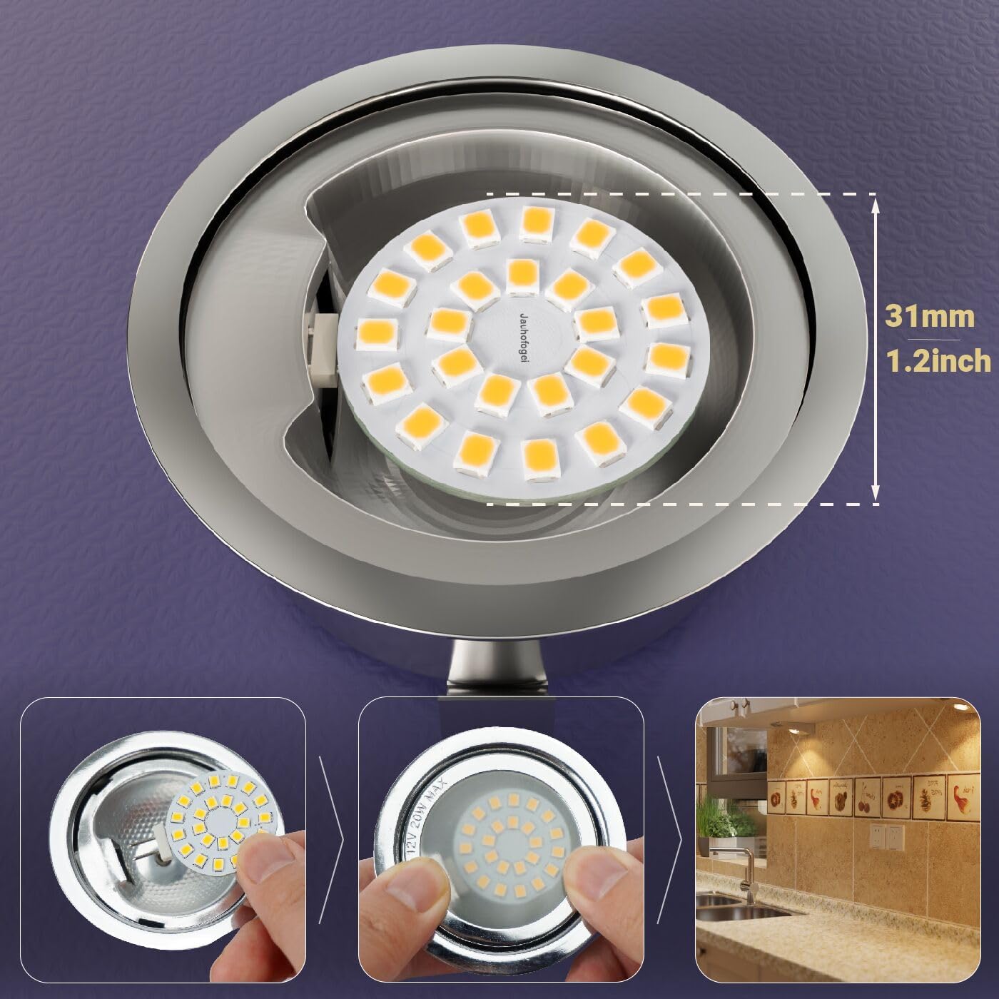 G4 LED Bulb Warm White 3000K 2W - 20 Watt Halogen JC Bulb Replacement G4 Bi Pin Bulb - LED Appliance Bulb Range Hood 20W 12V G 4 Base T3 - 12 Volt ac/dc Under Cabinet Puck Light Bulbs - 6 Pack