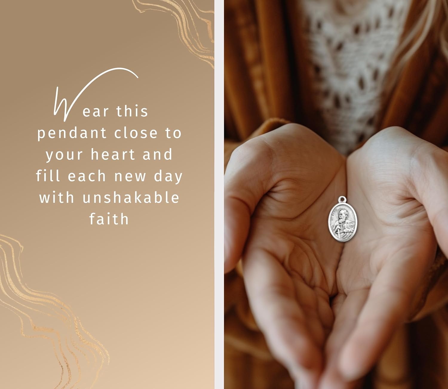 Trendzeen St Paul Prayer Card - Oval Saint Paul Pendant, The Lord’s Prayer - Laminated Saint Paul Holy Card Set, Made in Italy - Total 3 Items - Image 3