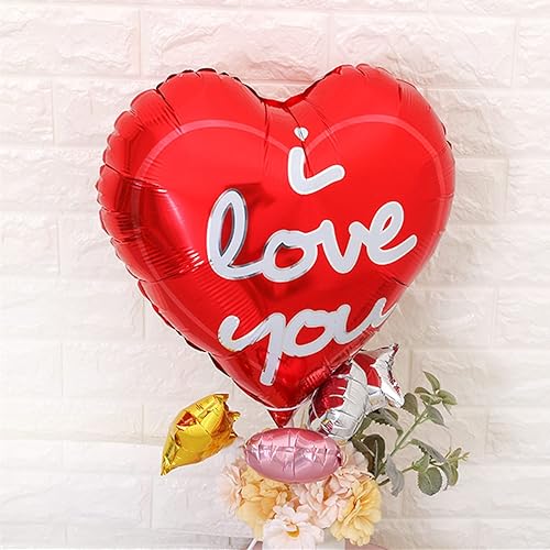 Miniatura 7 de Dzrige Globos de aluminio de 18 pulgadas con texto en inglés "I Love You" para el día de San Valentín, globos con forma de corazón rojo para fiesta