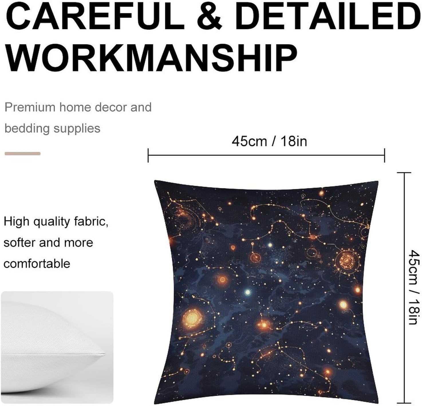 Star Constellation Map Pillow Protectors Cute Waterproof Pillow Cover Soft Skin-Friendly Cushion Case Decorative Square Cushion Cover for Couch Sofa Bed Living Room Bedroom