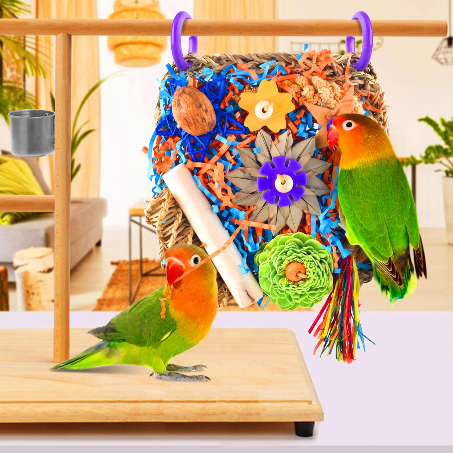 KATUMO Bird Toys, Cockatiel Foraging Shredder Toys for Parakeet Lovebird Budgie Parrotlet Conure Small-Medium Bird cage Accessories - image 6