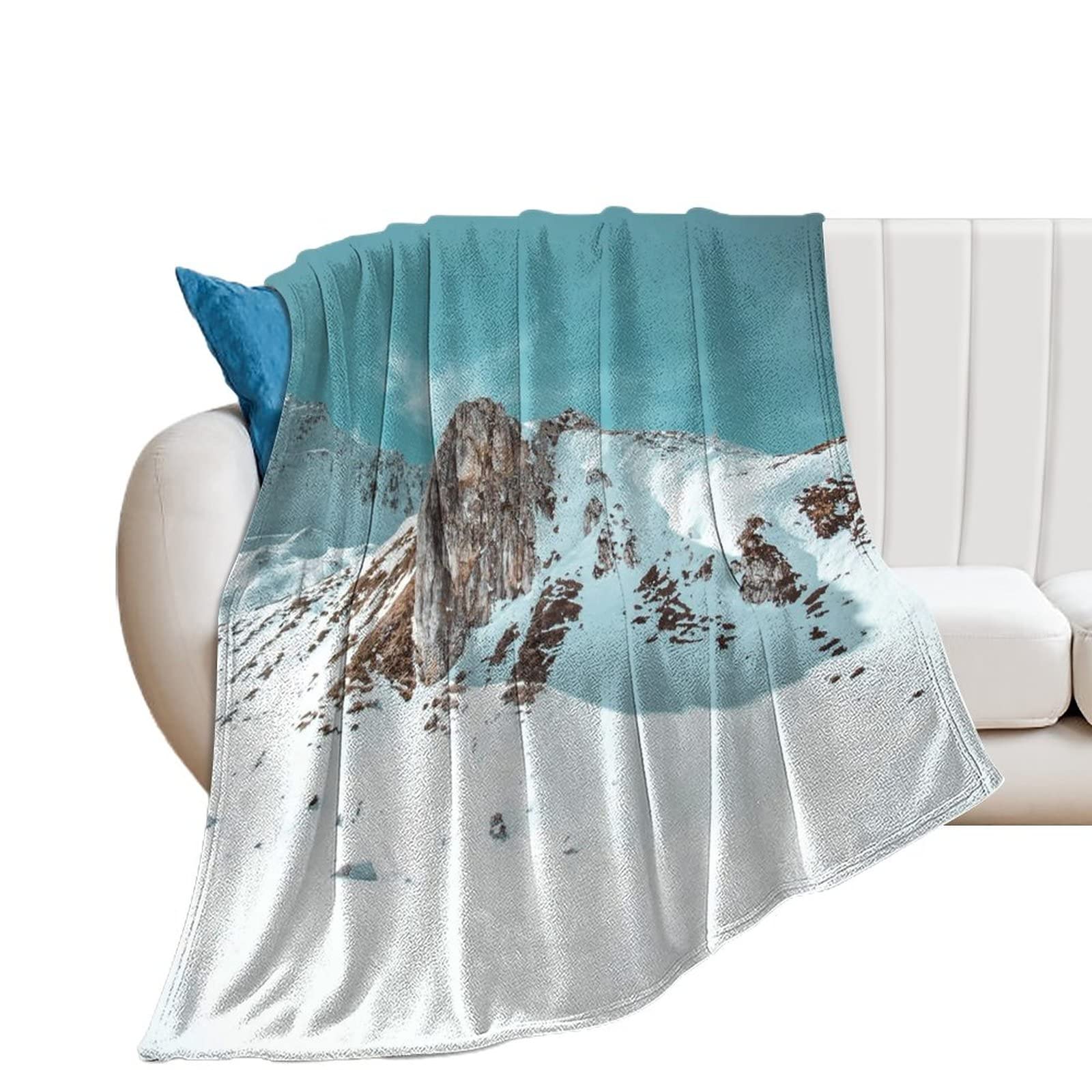 Couverture Snow Mountainside en flanelle 152x203 cm pour lit et canapé