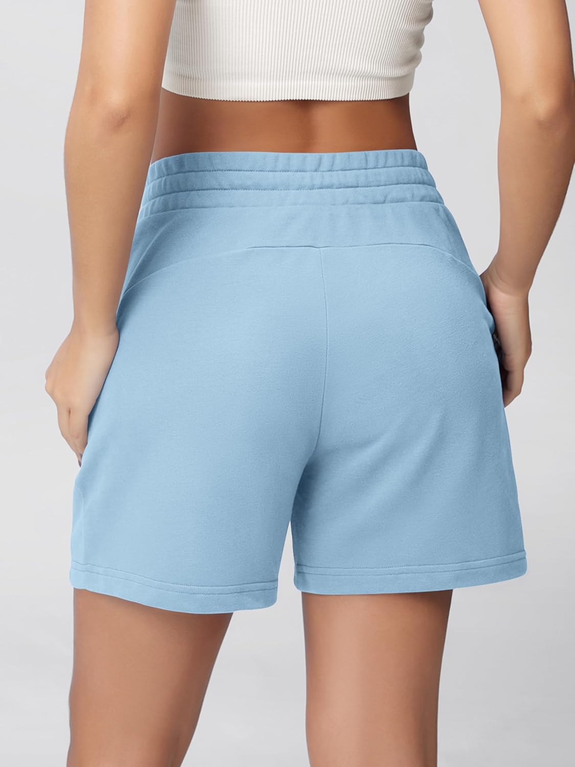 ODODOS Women's Sweat Shorts 5" Cotton French Terry High Waist Workout Casual Lounge Shorts with Pockets - Image 4