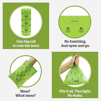 Pogi’s Compostable Poop Bags - 140 Grab & Go Dog Poo Bags - Leak-Proof, Extra-Large, Plant-Based, ASTM D6400