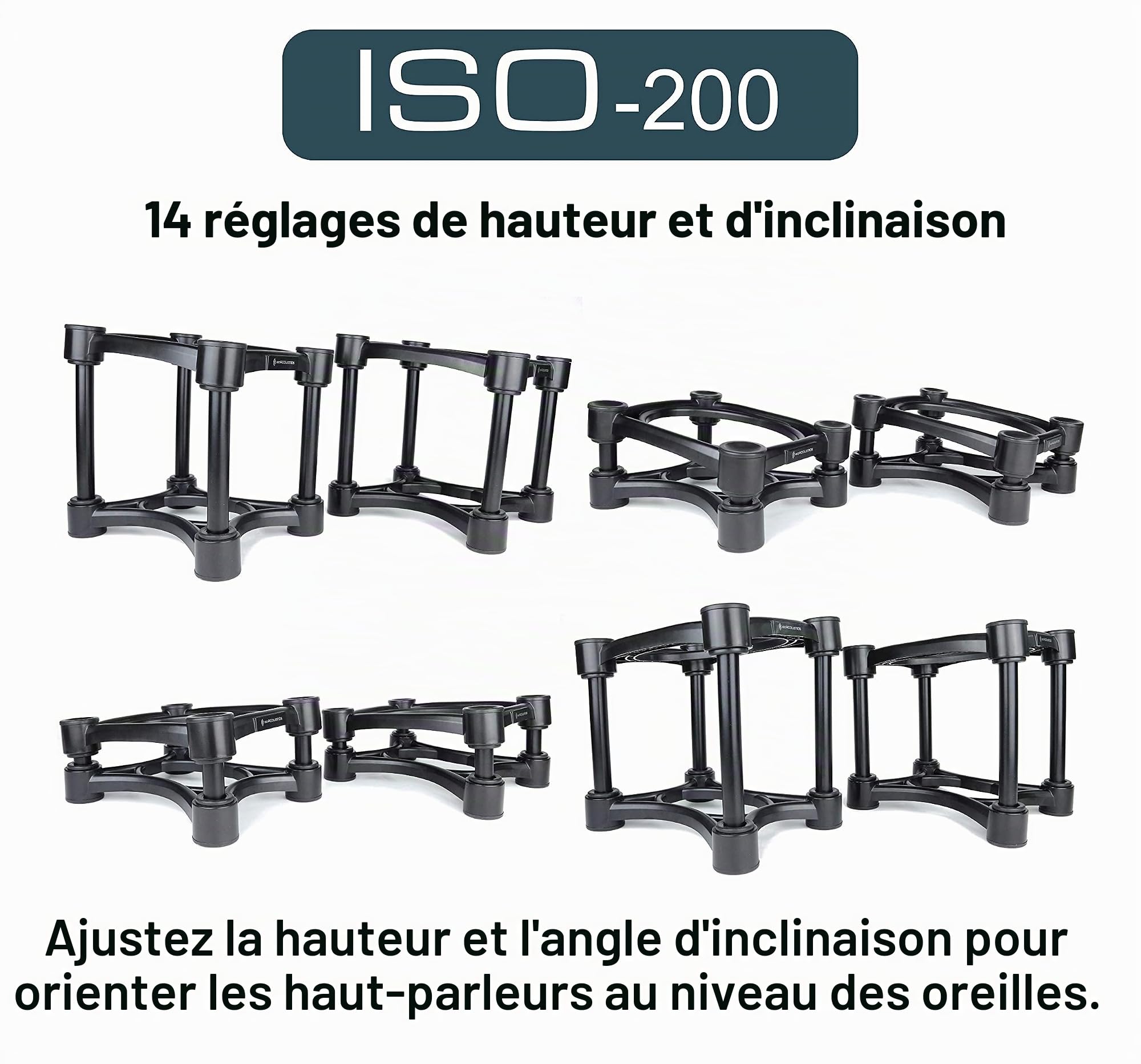 IsoAcoustics Iso-Stand Series Speaker Isolation Stands with Height & Tilt Adjustment: Iso-200 (20 x 25.4 cm) Pair