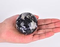 Vista 121 de AMOYSTONE Bola de aventurina azul Natural Cuarzo Cuarzo Cristal Esfera Piedra Bola con Base de Madera