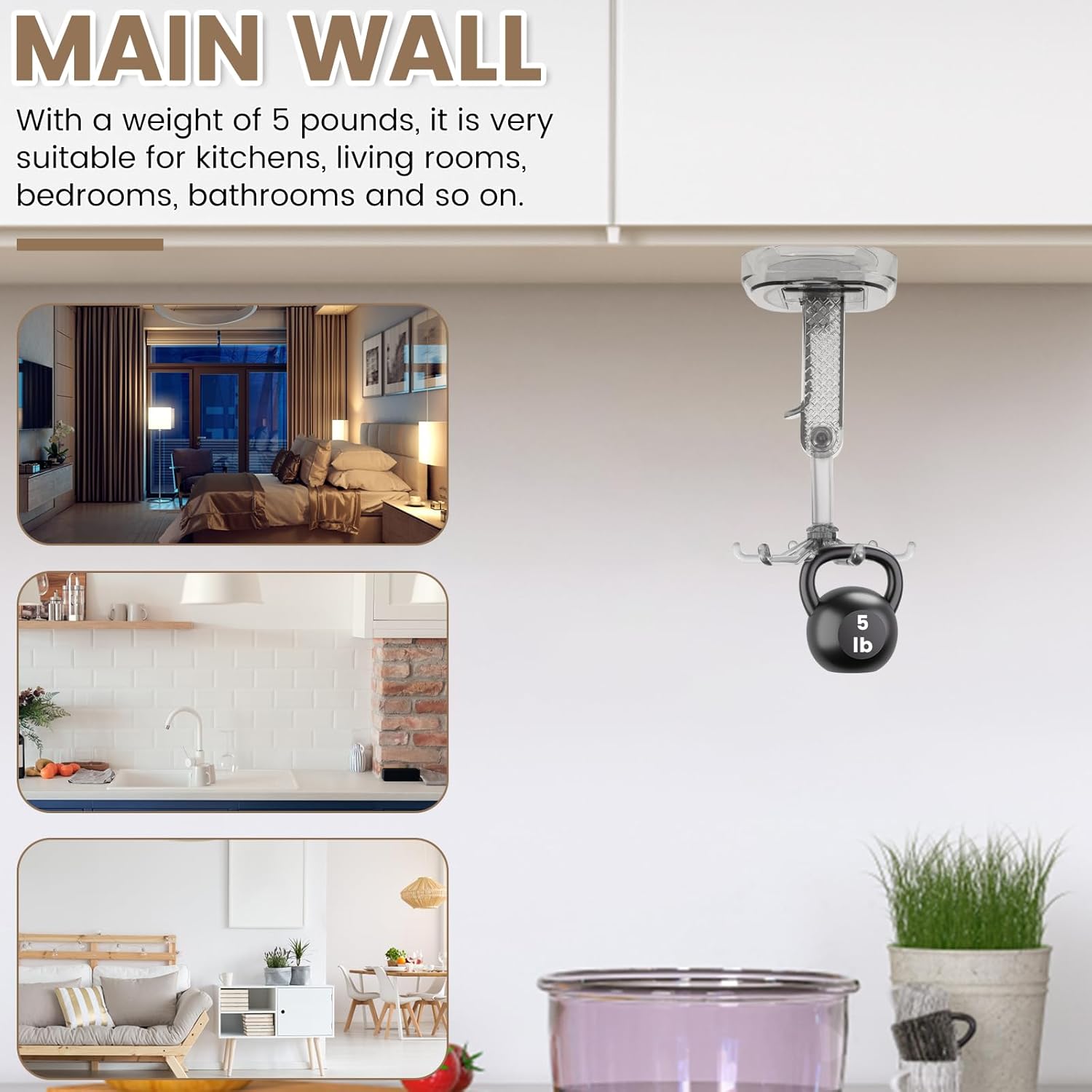 Rotating Folding Hook, Waterproof Kitchens Utensil Hanger 360 Degrees Practical Multipurpose Under Cabinets Hooks Hanging Utensils Rack