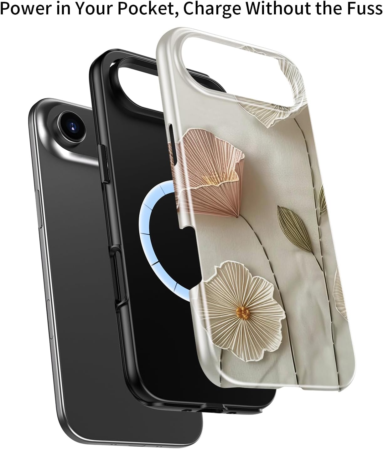 Goodon for iPhone 17 Air Case - Compatible with Magsafe - Dual-Layer Hard Shell & Silicone Cover - Protective Phone Case with Cute Wildflower Designs for Women - Ethereal Wire Florals - Image 3