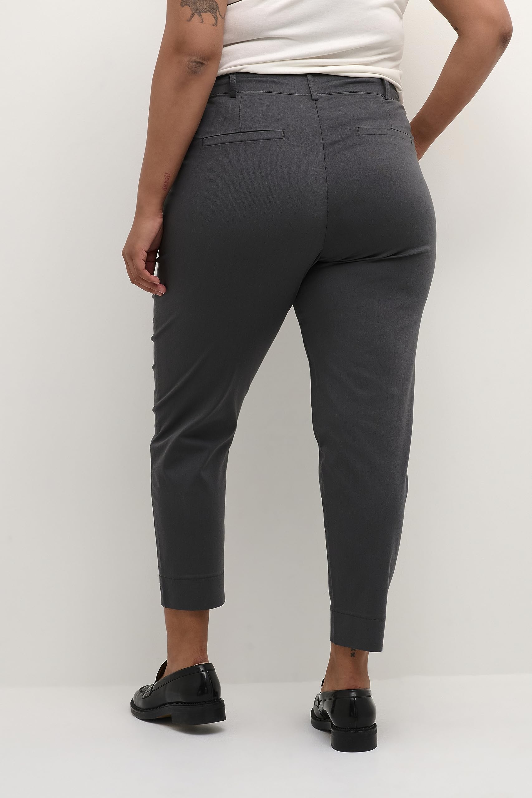 Kaffe Curve Plus-Size Women's Trousers Cropped Chino Pants Slim Fit Zipper Femme