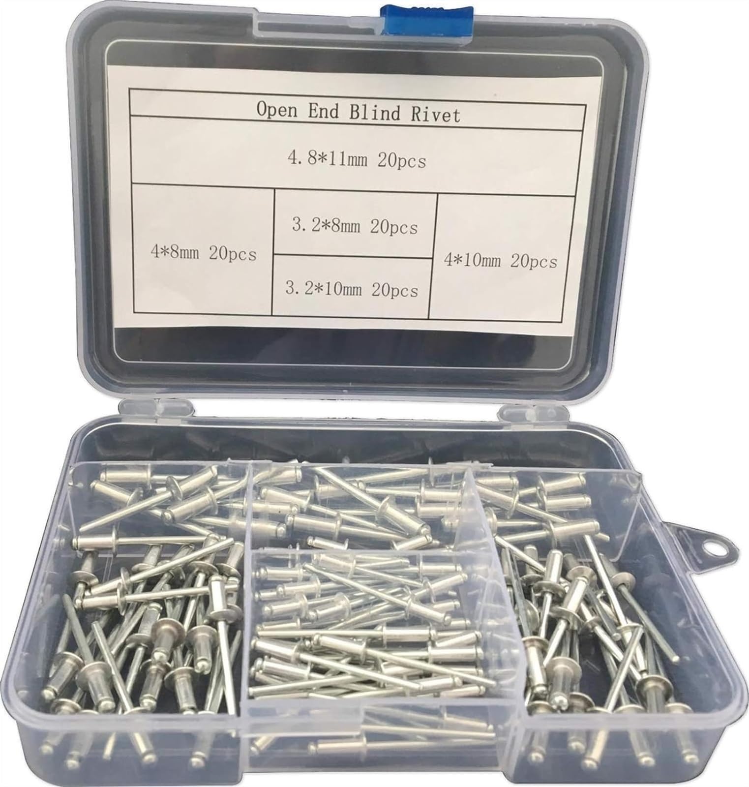 Remaches de sujeción Nutsert, tornillos, sujetadores, tornillos, tuercas, remaches, remaches ciegos de aluminio, decoración de uñas, muebles, kit de montaje de remaches especiales, 100 piezas, robusto