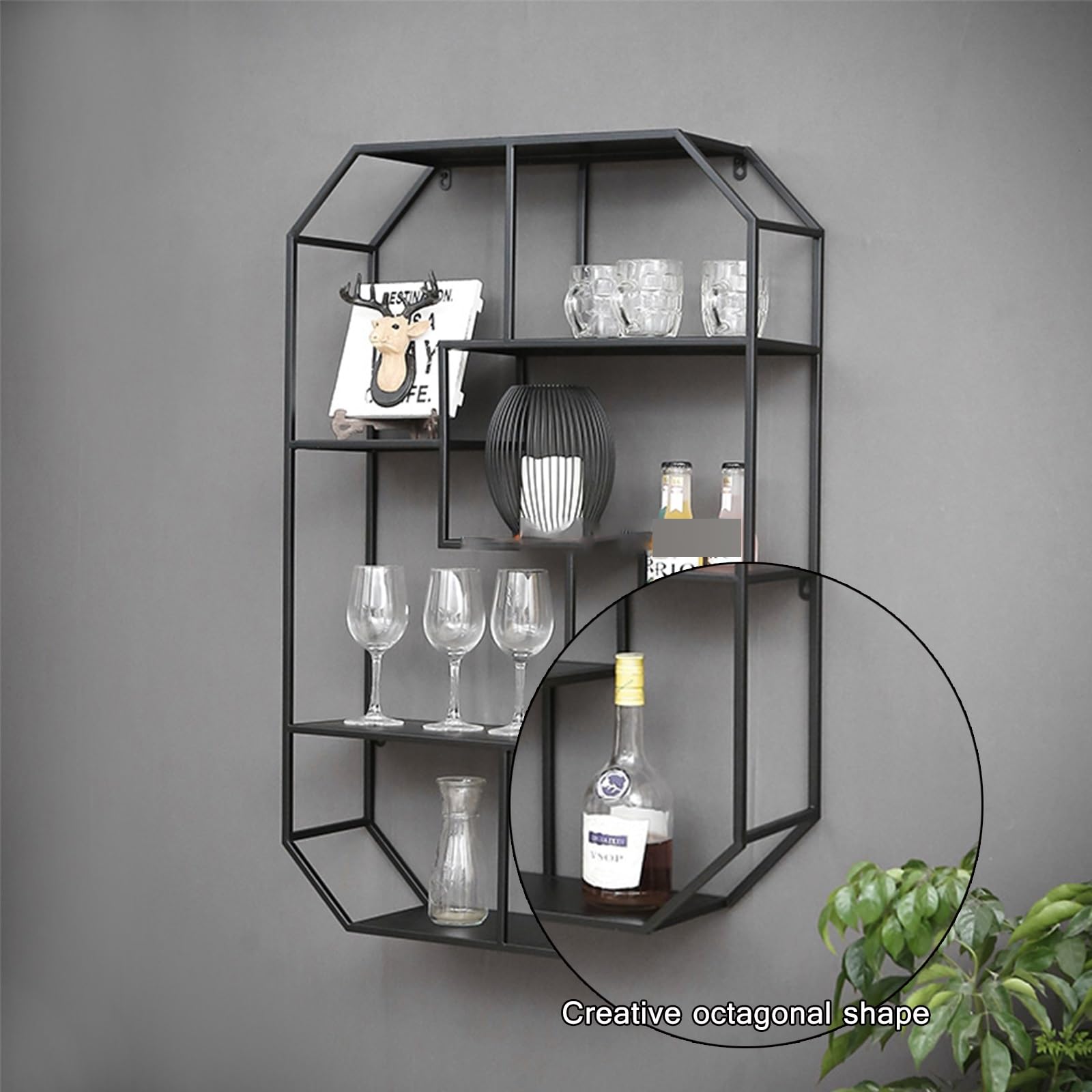 Schwarz und Gold eisen display ständer，Lagerraum modern wine rack，weinregal zur wandmontage，modern weinglashalter wand，Schlafzimmer，Haushaltsgebrauch，Wohnzimmer，Küche(Gold,Vertical style 95*65cm)
