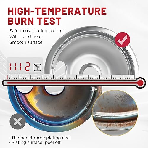 Miniatura 6 de WB31T10010 y WB31T10011 - Sartenes de goteo para estufa eléctrica, compatibles con estufa GE, engrosamiento para evitar que se doblen y se oxiden,