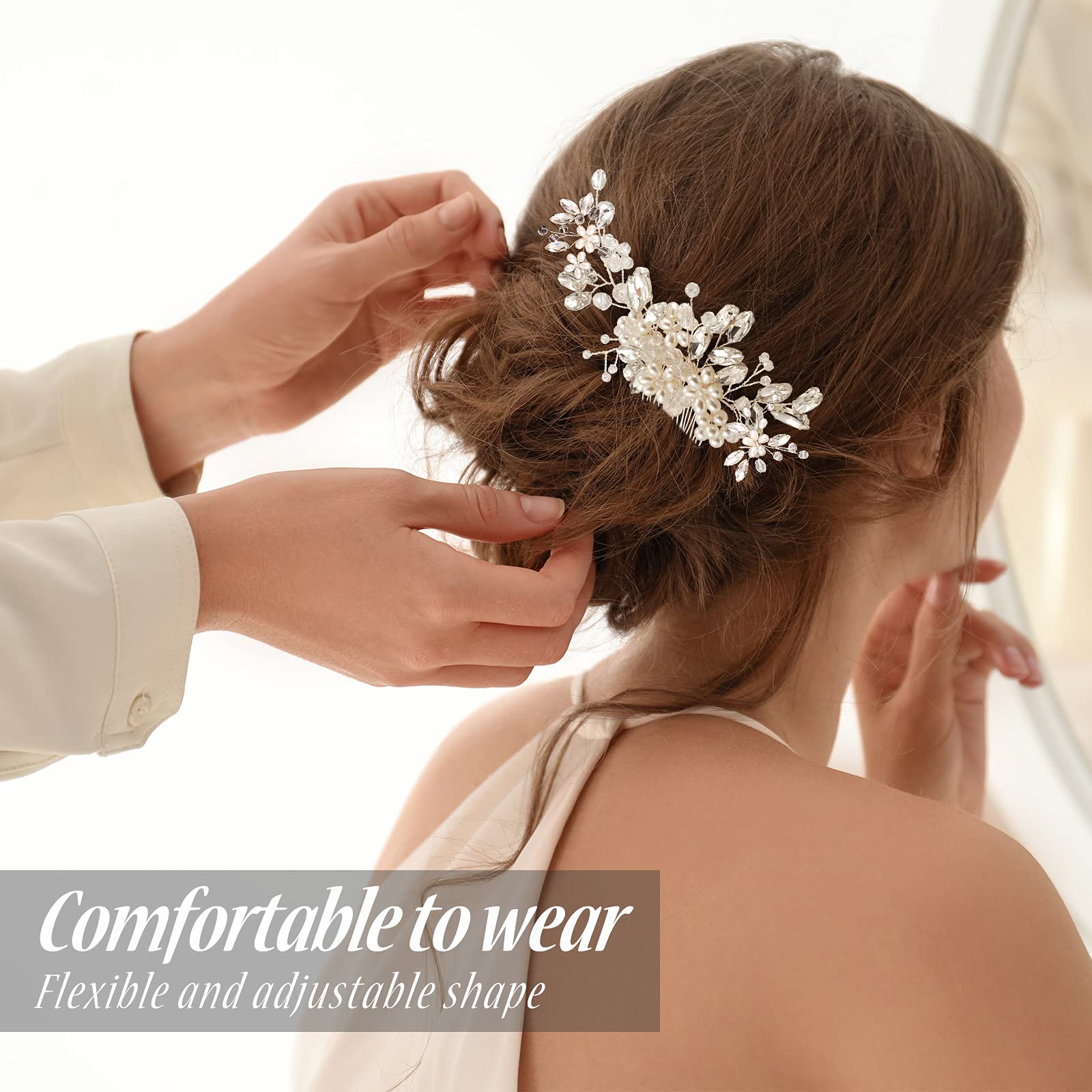 Vgne de cheveux perles blanches et crstaux | Perle blanche, Perle