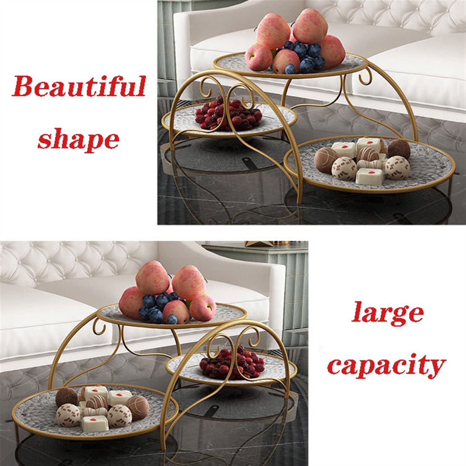 TOMYEUS Ciotole di Frutta Vetro Doppio Strato Piatto Frutta Piastra Moderna casa Soggiorno tavolino da caffè Creativo Decorazione Piatto di Frutta a