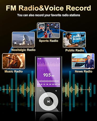 Miniatura 8 de Reproductor MP3 de 64 GB con pantalla Bluetooth de 2.4 pulgadas, sonido de alta fidelidad sin pérdidas, reproductor de mp3 Bluetooth, altavoz
