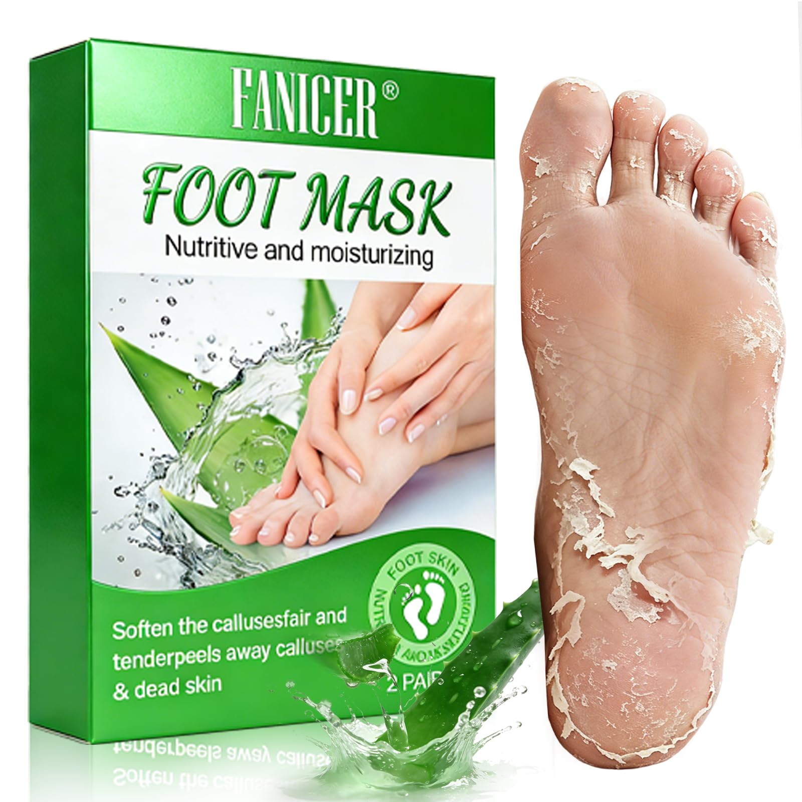 2 Paia Maschera Piedi Esfoliante, Maschera Peeling Piedi, Foot Peel Mask, Calzini Pedicure Peel Off, Rimozione Della Pelle Morta e Calli, Cura e Scrub Piedis, Effetto Idratante(Aloe Vera)
