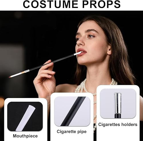 Miniatura 4 de 2 soportes largos para cigarrillos y 4 cigarrillos falsos, accesorios de disfraz de los años 20 para mujer, accesorios de disfraz de Flapper Cosplay