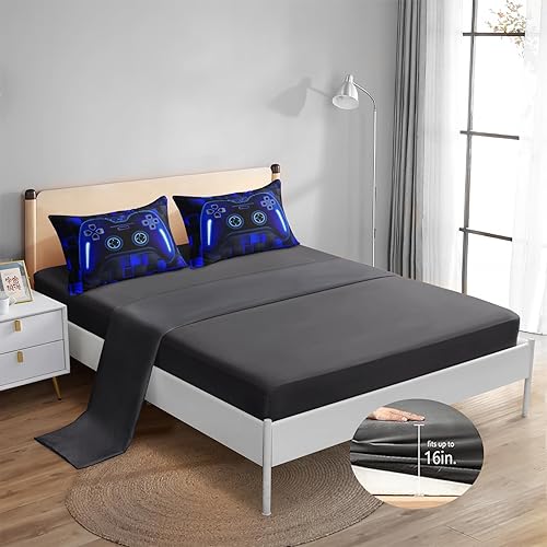 Miniatura 5 de ROWADALO DJT5037Full - Juego de ropa de cama en una bolsa de 6 piezas para niños y adultos, juego de edredón de tamaño matrimonial con sábana