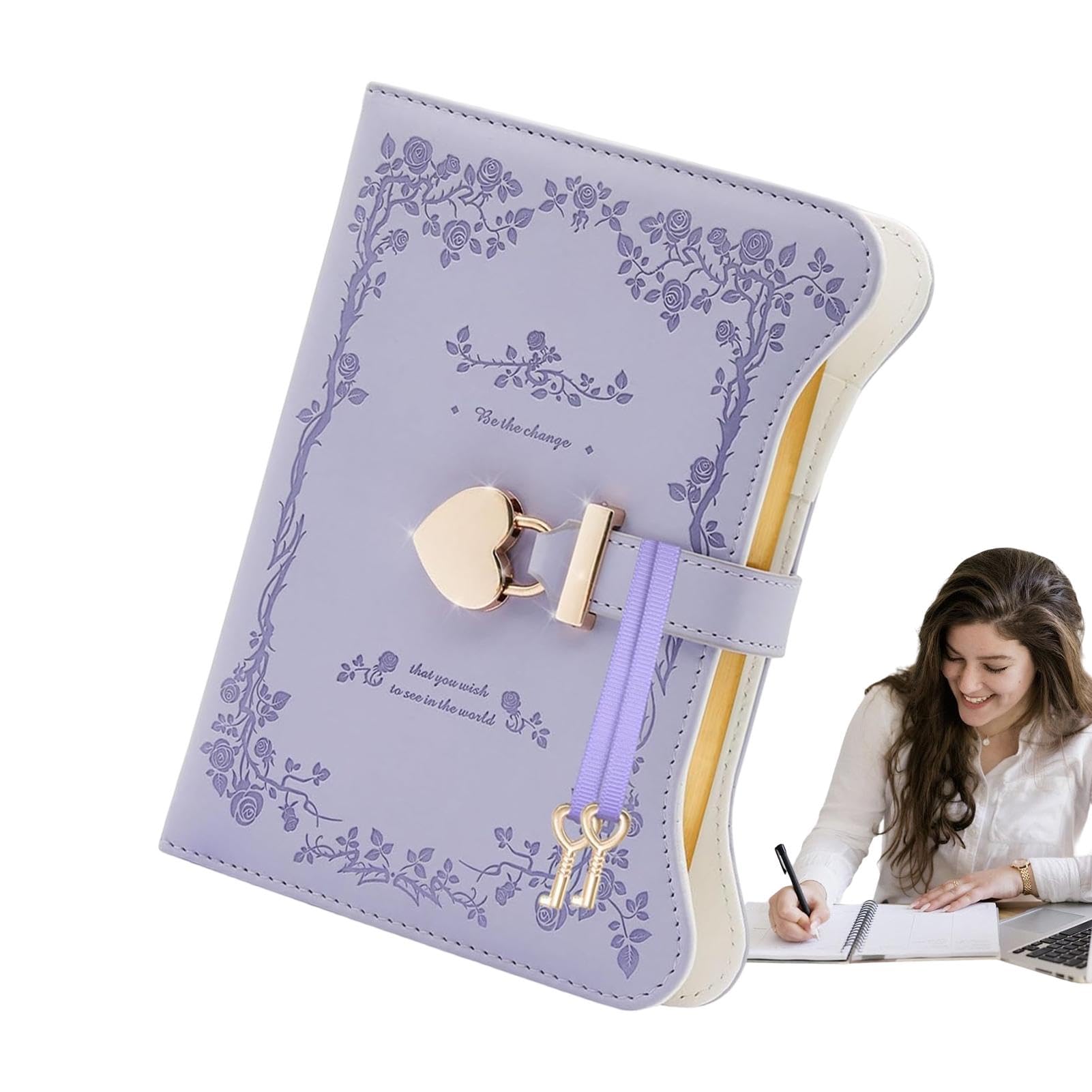 Yabauuop Journal with Lock | B6 PU Leather Journal with Lock and Key,360 Pages, Cute Journals, Secret Diary for Women Girls, Diary Planner