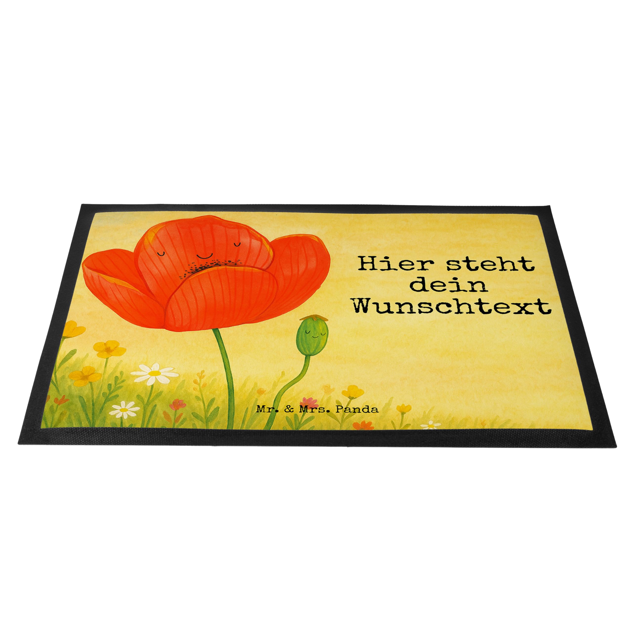Mr. & Mrs. Panda Fussmatte personalisiert Blume Mohnblume Design 40 x 60 cm - Geschenk, Respekt, Personalisierte, Garten, mit Namen, Fußmatte personalisierbar, Individuelle, Glaube, Mohn, Selbstliebe