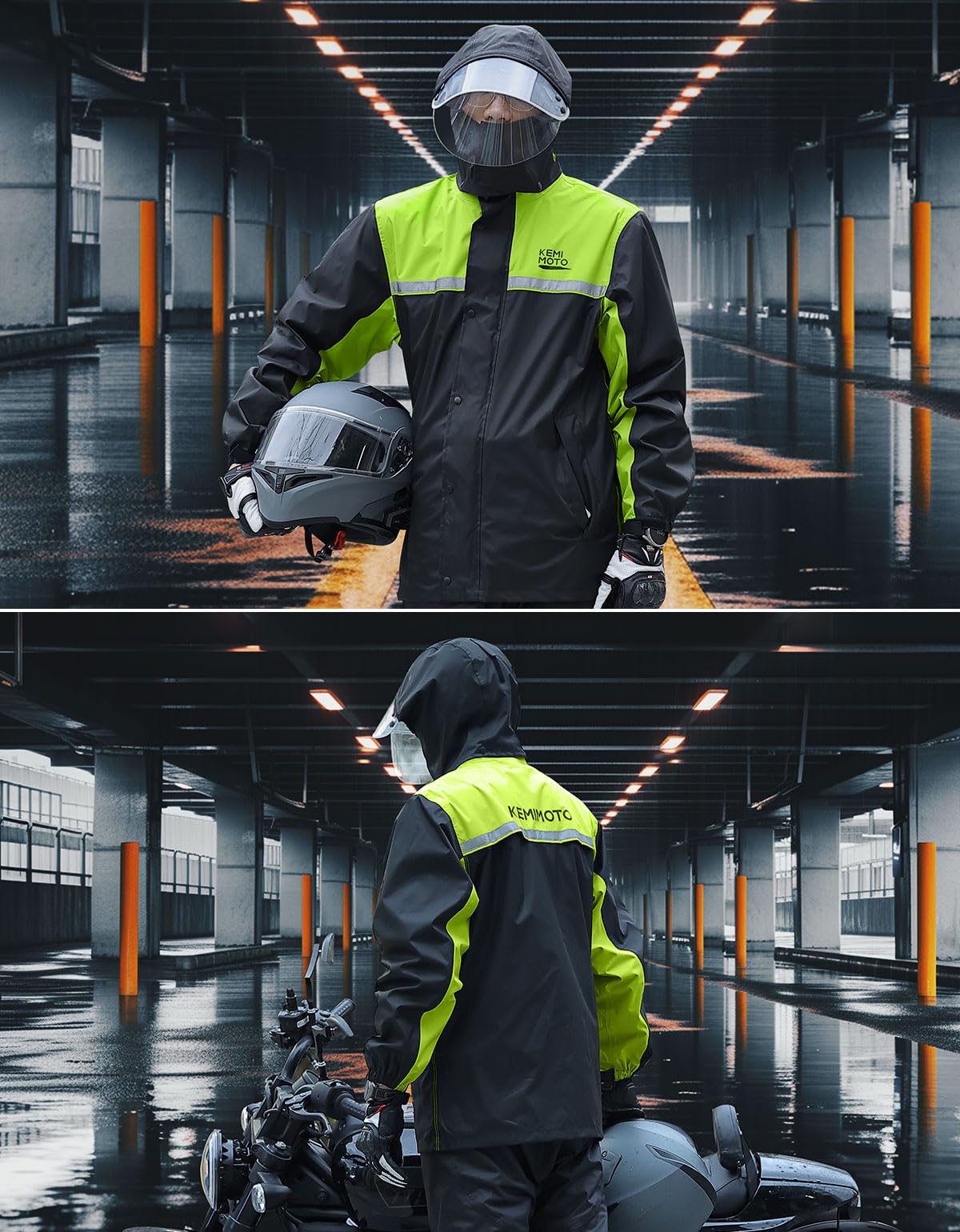 KEMIMOTO Combinaison de pluie pour homme, équipement de pluie imperméable avec pantalon