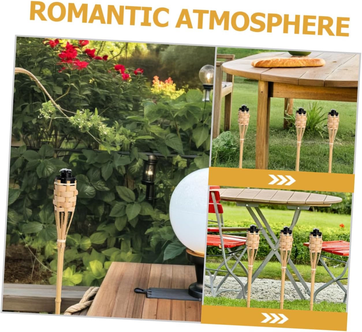 LALAFINA 4Pcs Torches for Outside Handmade Decorative Fire Torch with Lights for Weddings Festivals and Summer Luau Parties Construction