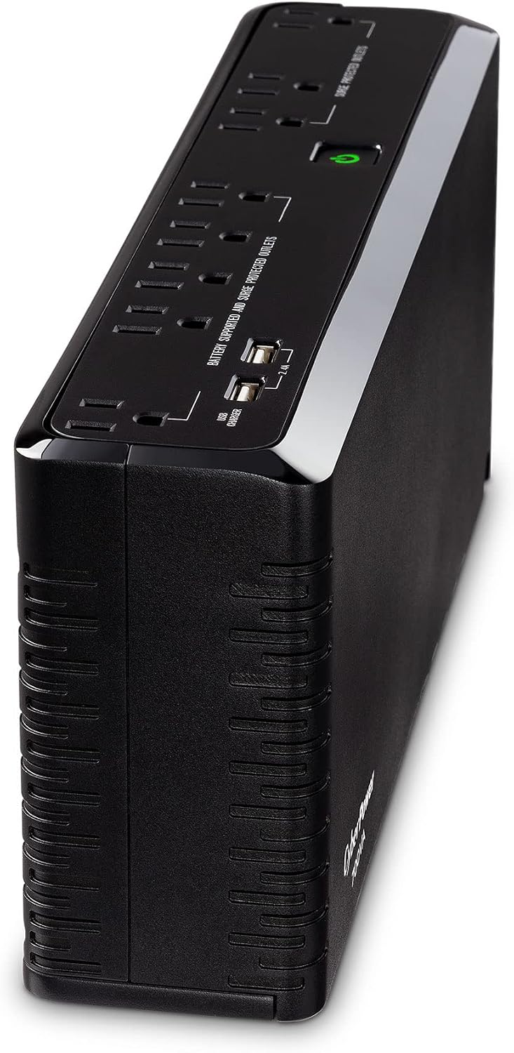 CyberPower SL700U Standby UPS System, 700VA/370W, 8 Outlets, Slim Profile, Black
