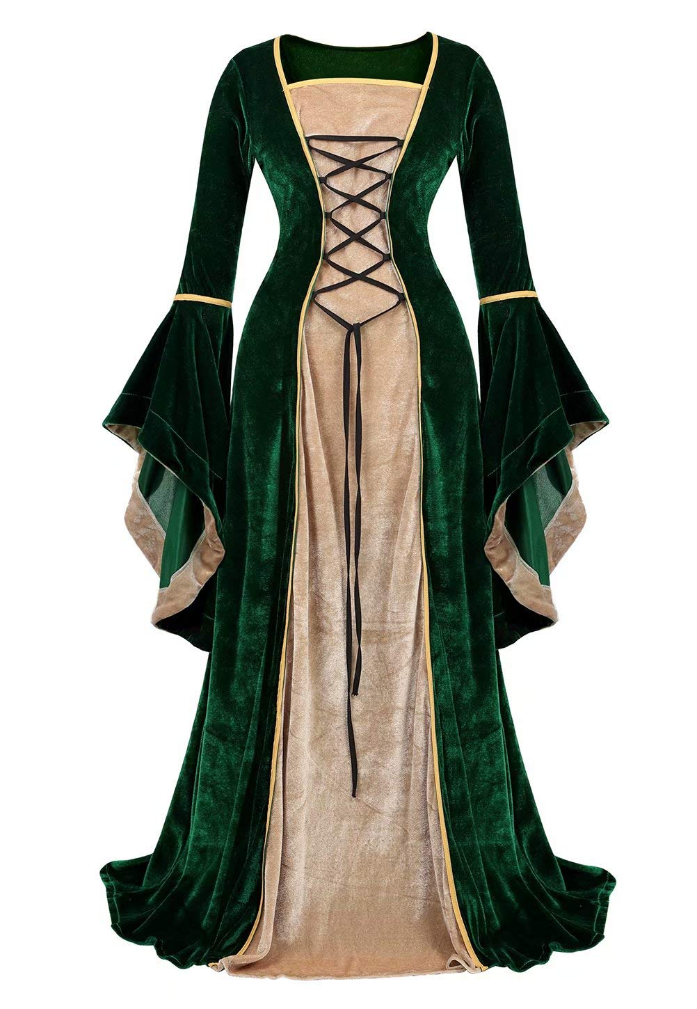 jutrisujo disfraces mujer medieval renacentista vestido terciopelo manga corta vintage victoriano gotico con manga larga de llamarada