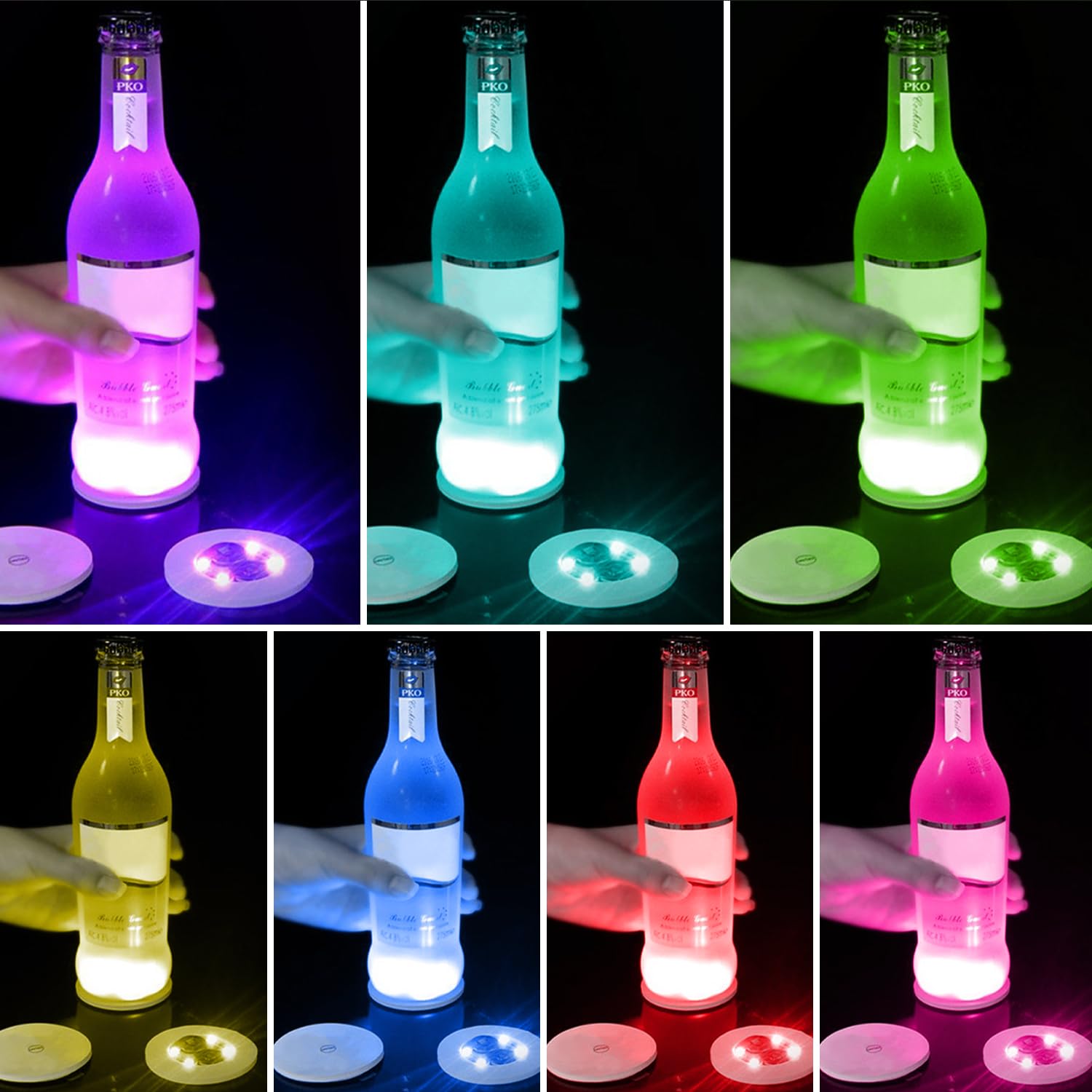 8 Luci Adesive Per Sottobicchieri - Multicolore Con 3 Modalità Per Feste E Eventi - Foto 3