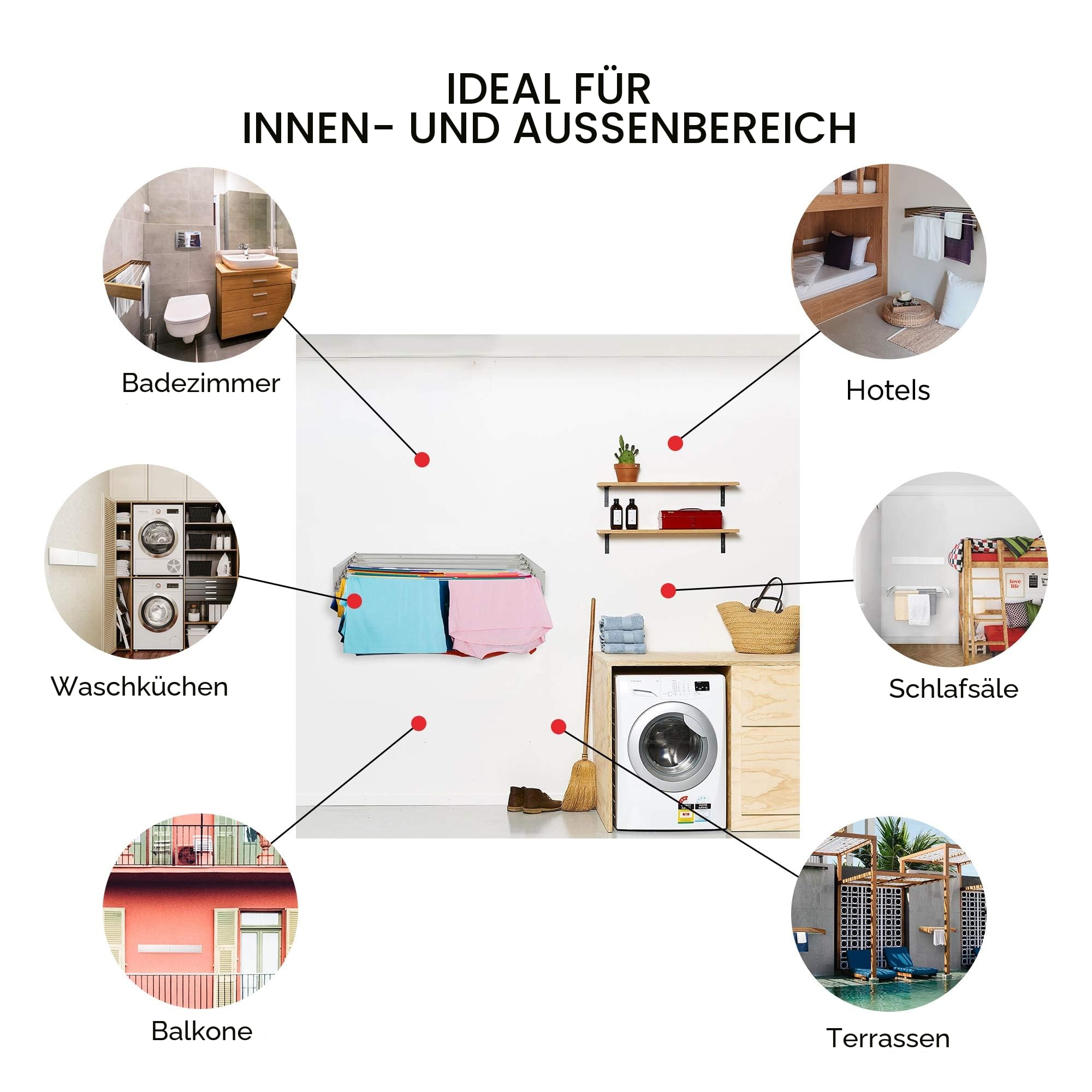 Step Up Vertical Wäscheständer - wandmontiert - ausziehbar - Wäscheständer klappbar, faltbar für drinnen oder draußen - platzsparendes, kompaktes Design, 8.4 m Leitung (120 cm - Industrielles Grau)