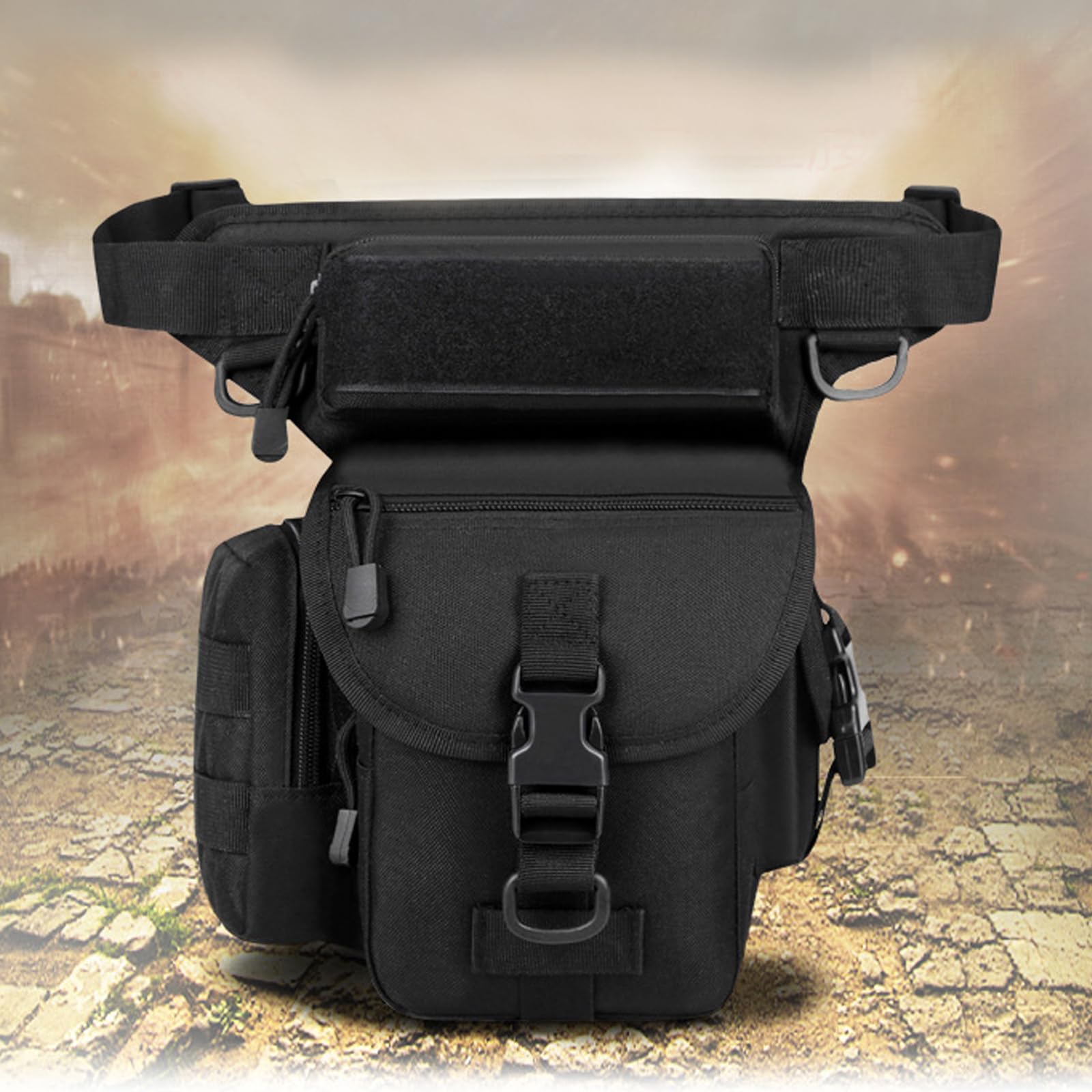 Flintronic Marsupio Cosciale Tattico Militare, Multifunzionale Drop Leg Marsupioper Campeggio Escursionismo Ciclismo Viaggio Trekking Con Borsa per Bottiglia D'acqua Rimovibile