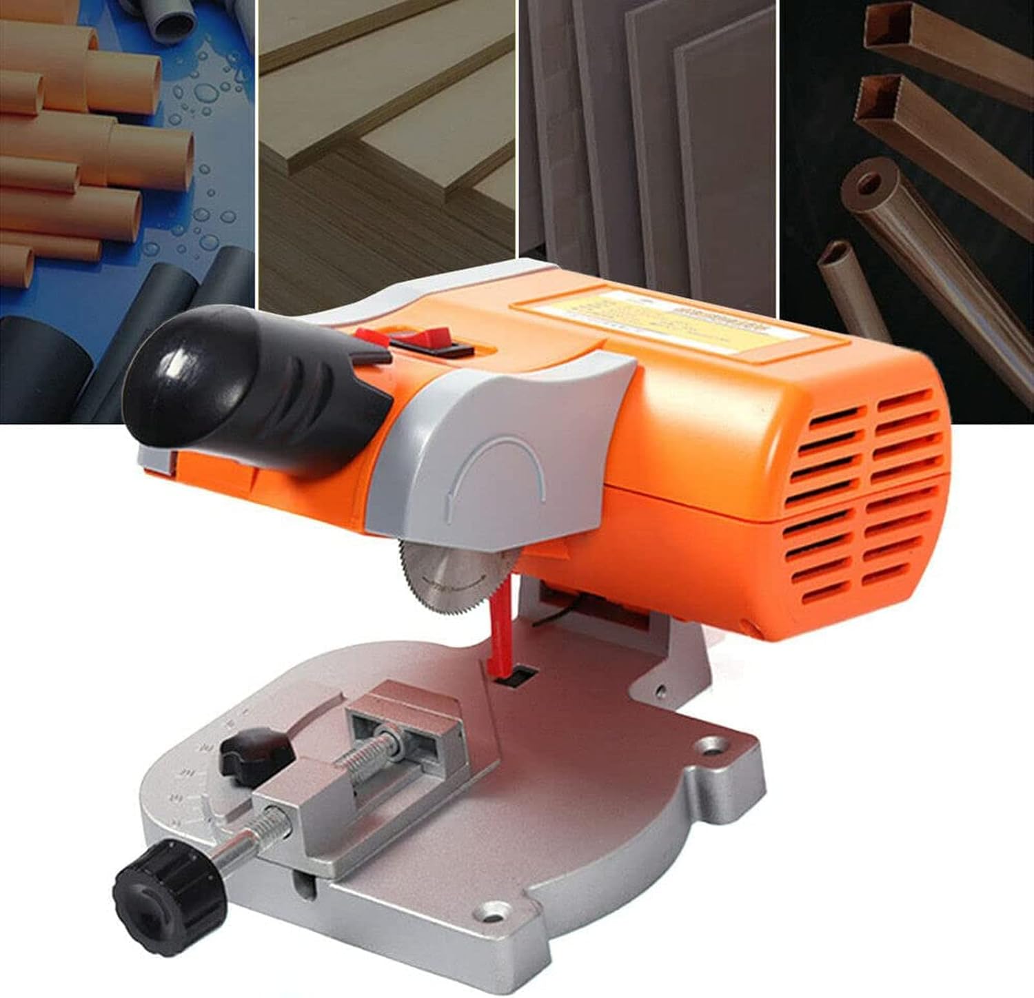 Mini Table Saw, Miter Cut Off Saw 0-45° Adjustable Wood Cutter Bench Cut Off Chop Saw, Power Tools Table Plastic Metal Cutting Machine