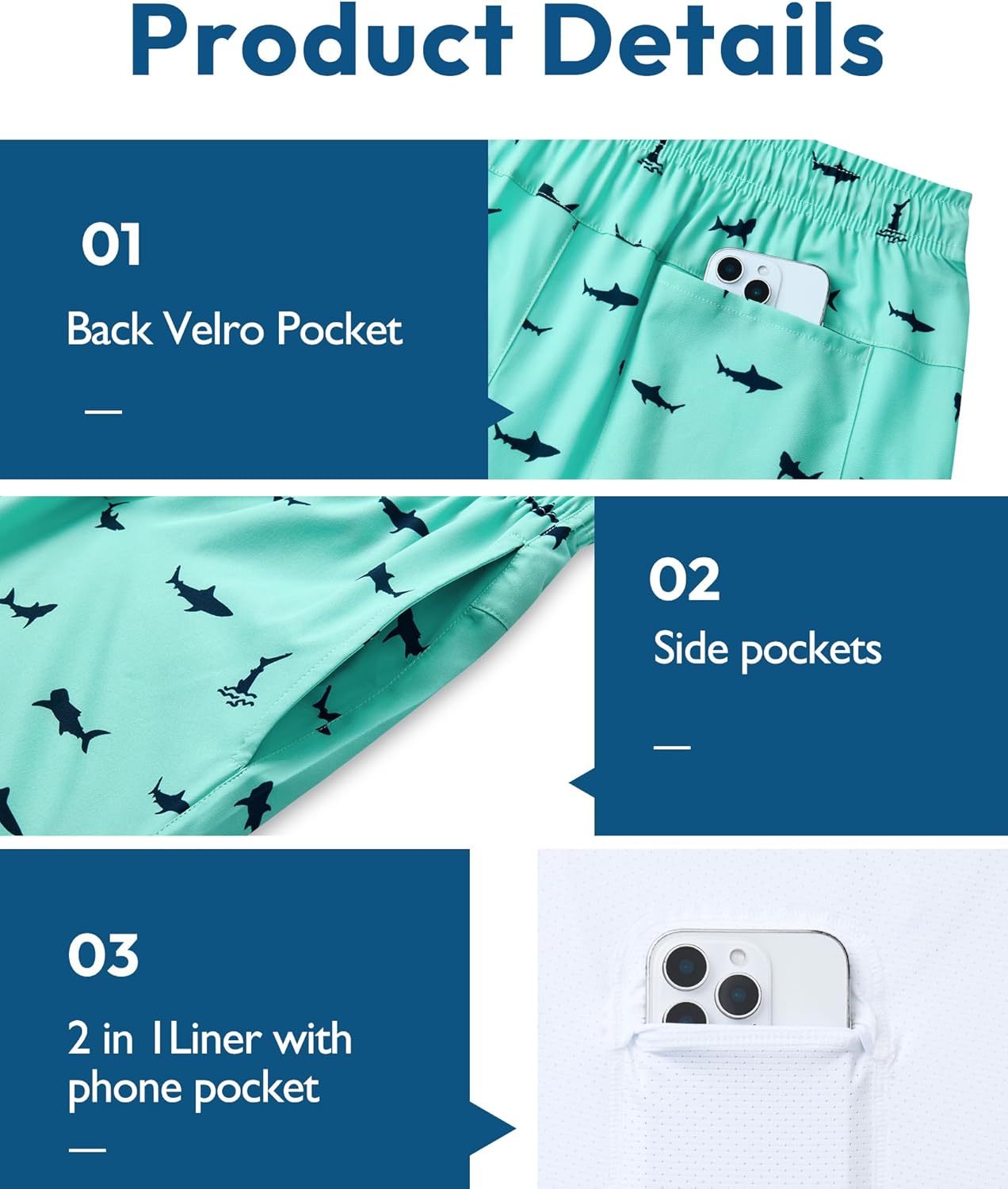 7inch Mens Swim Trunks: 2 in 1 with Compression Liner Pockets Drawstring Quick Dry Stretch Lined Funny Beach Pool - Image 4