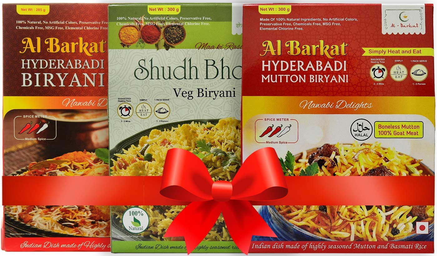 AL BARKAT 1 x Chicken Biryani, 285 g and 1 x Mutton Biryani, 300 g and 1 x Vegetarian Biryani, 300 g Combo - Pack of 3-image-30